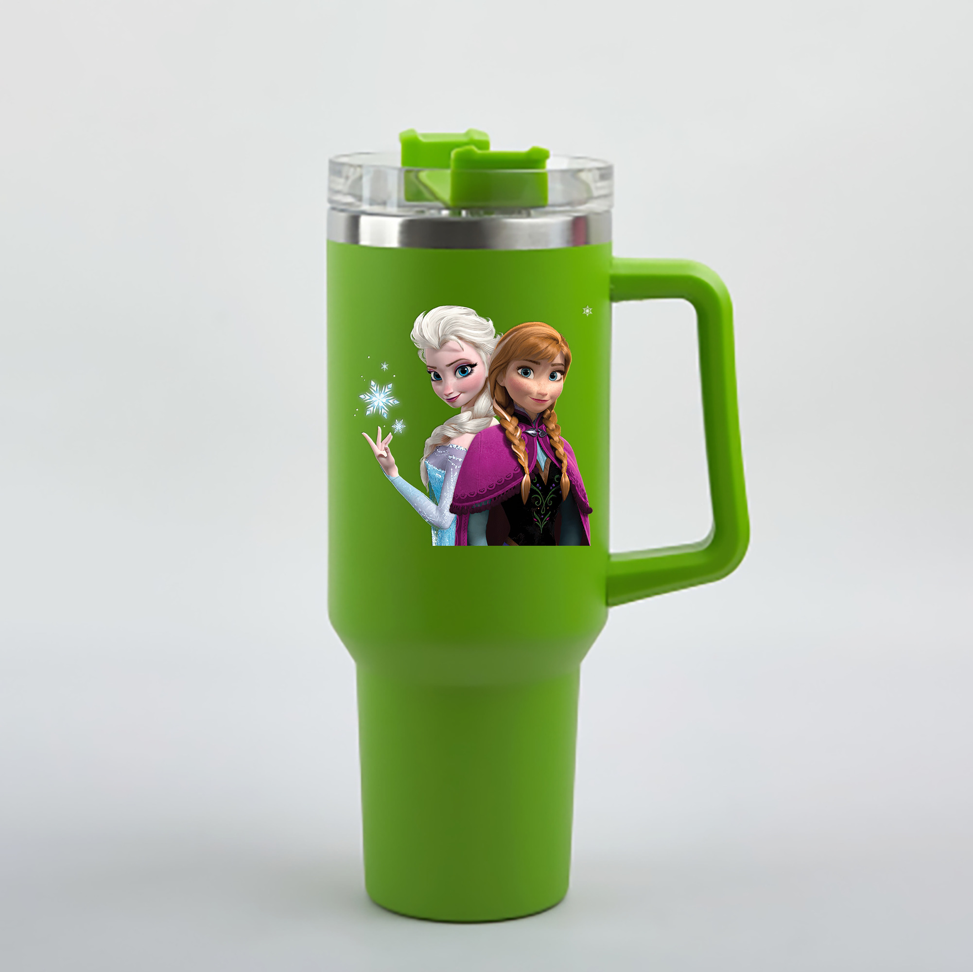 （画像用） アナと雪の女王 アンナ エルサ Frozen Anna Elsa 1200mL車用タンブラー - クリスタルステッカー（プラスチックストロー付き）